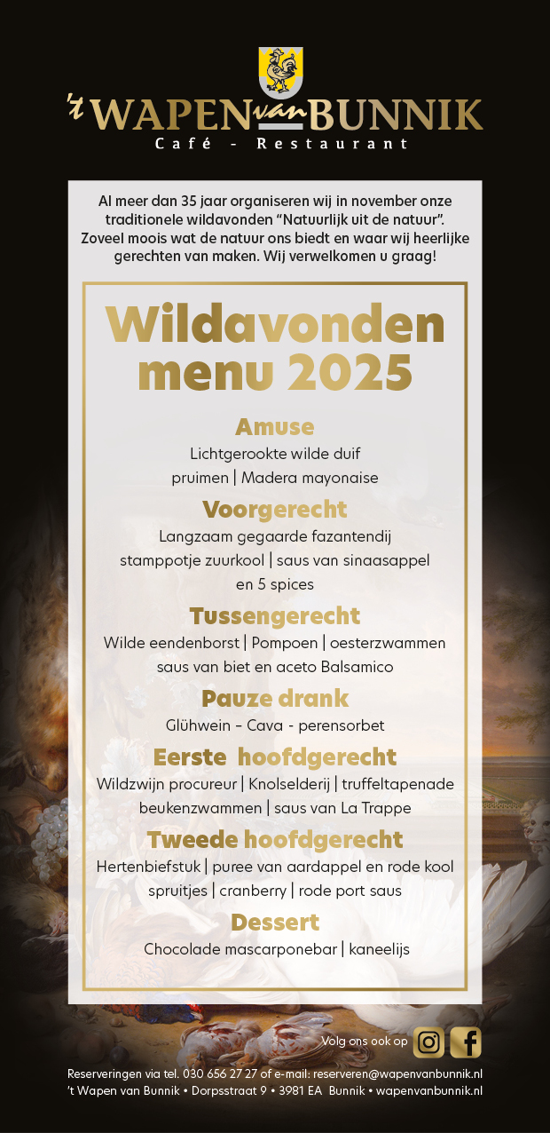 T Wapen Van Bunnik Menu