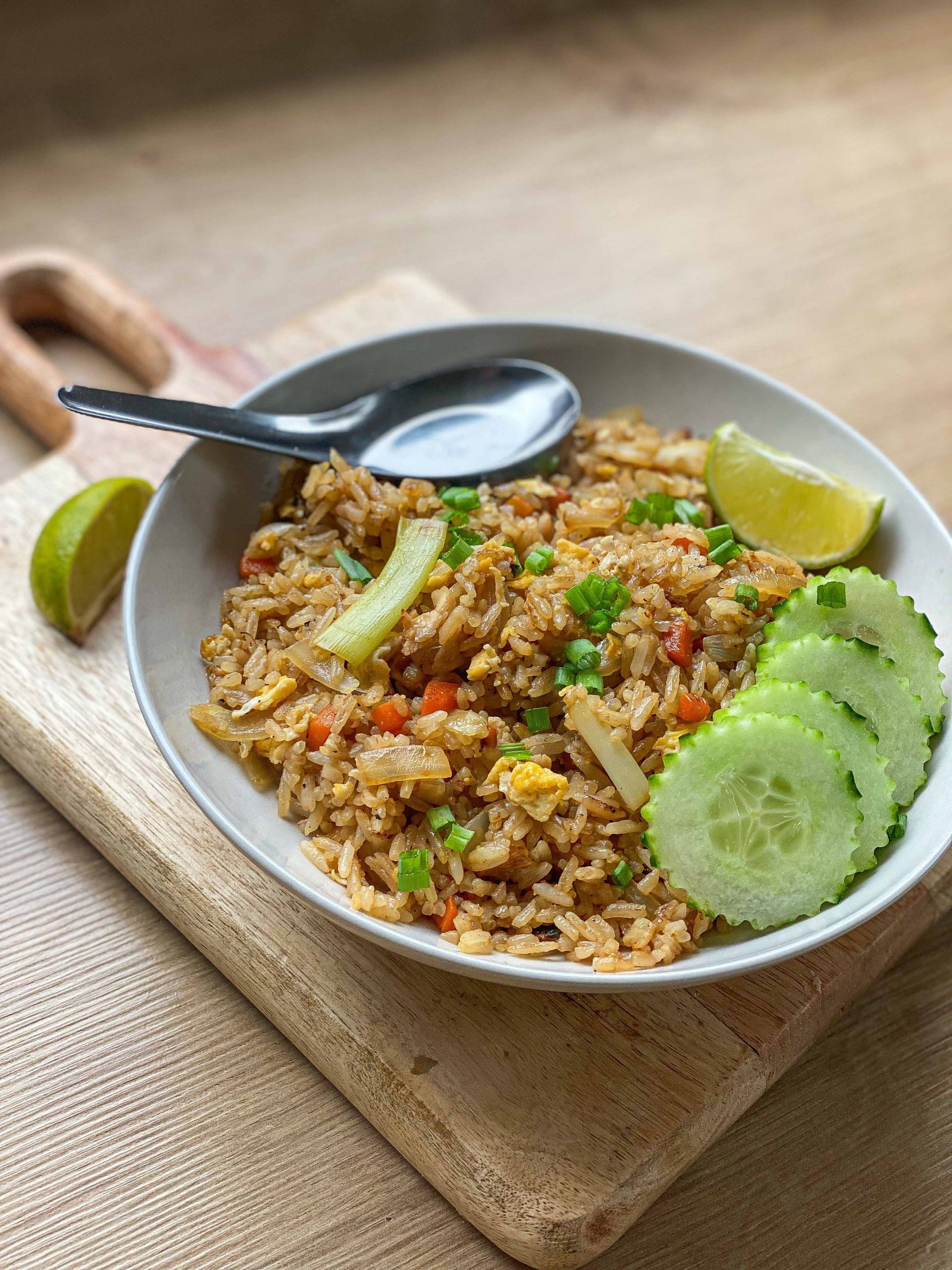 Thaise Gebakken Rijst Met Kip En Groenten