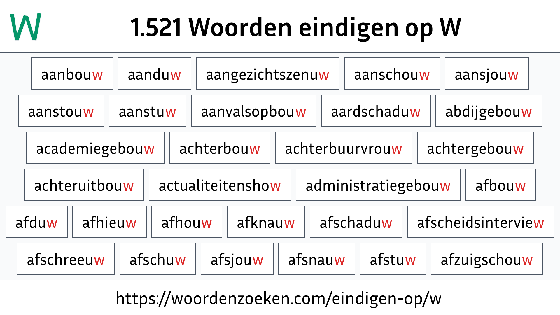 Woorden Die Eindigen Op W