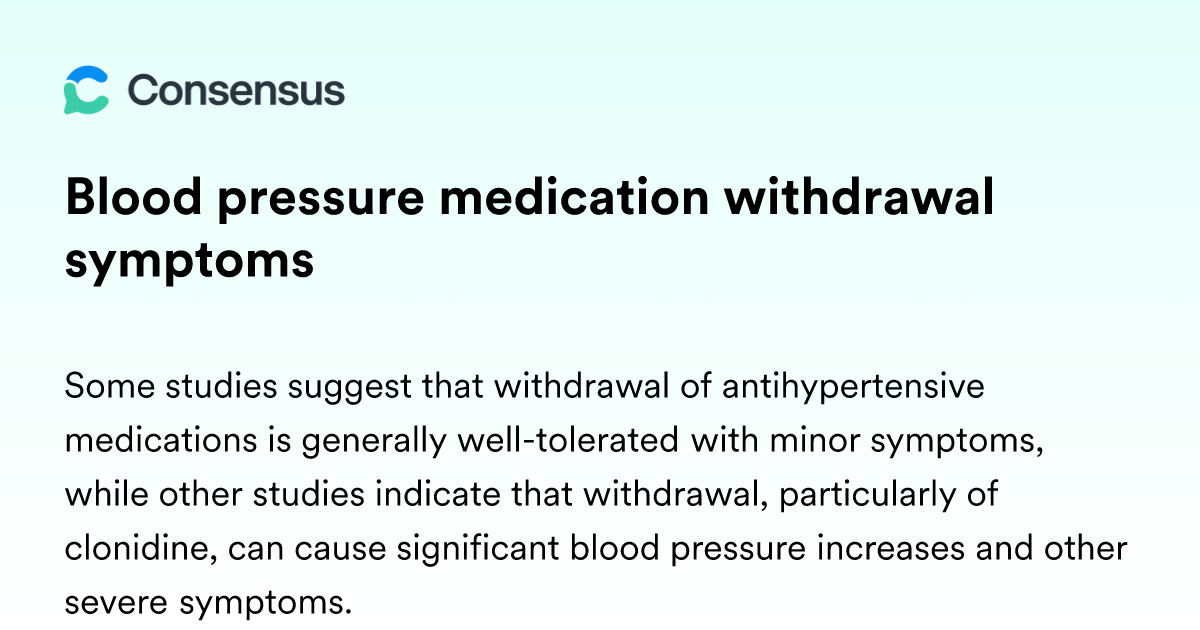 Antihypertensive Withdrawal Effects: Quick Guide