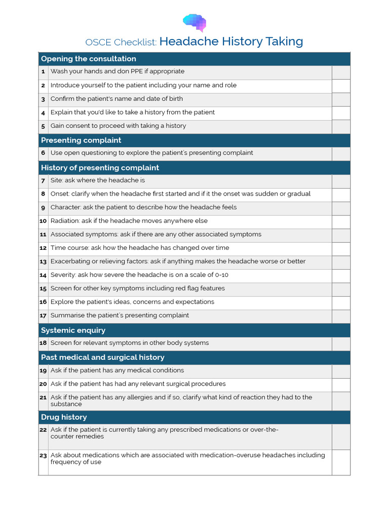 Headache Examination Geeky Medics: OSCE Success Guide