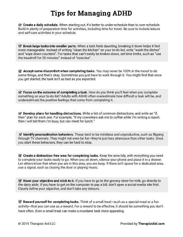 ADHD Coping Skills Therapist Aid: Free Worksheets & Tips