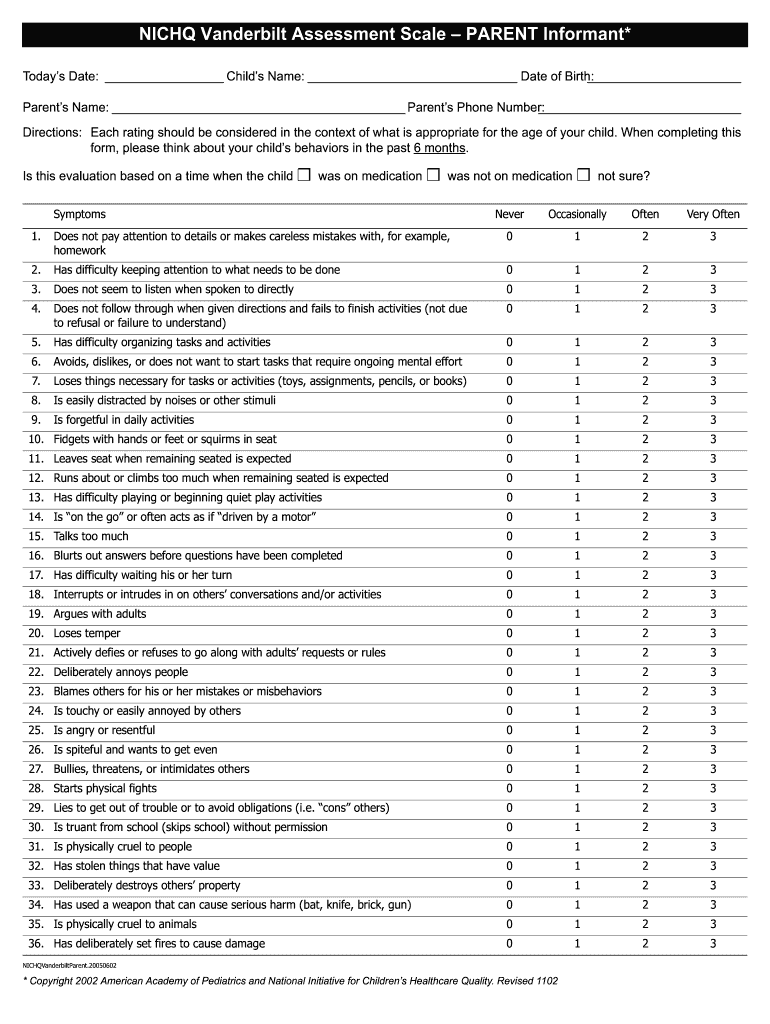 Vanderbilt ADHD Test for Adolescent PDF – Quick Guide