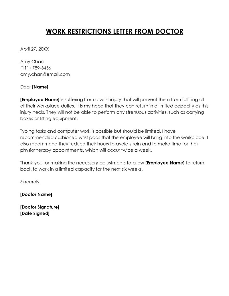 Work Restriction Letter: Templates, Tips & Answers