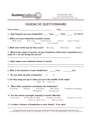 Headache Questionnaire PDF – Free, Fast & Validated