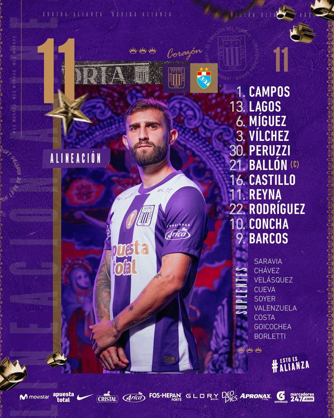 Alineaciones De Alianza Lima Contra Asociación Deportiva Tarma