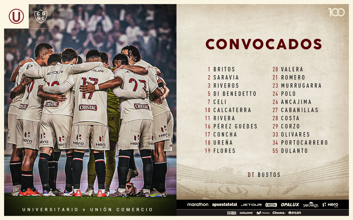Alineaciones De Unión Comercio Contra Club Universitario De Deportes