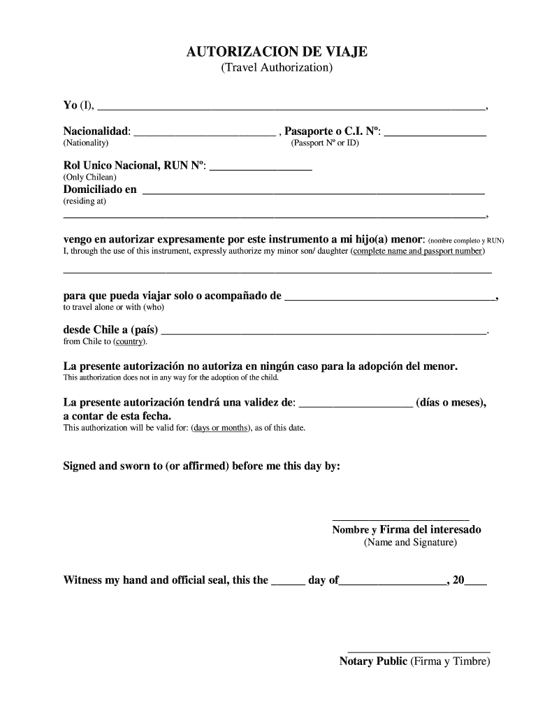 Autorizacion De Viaje Para Menores
