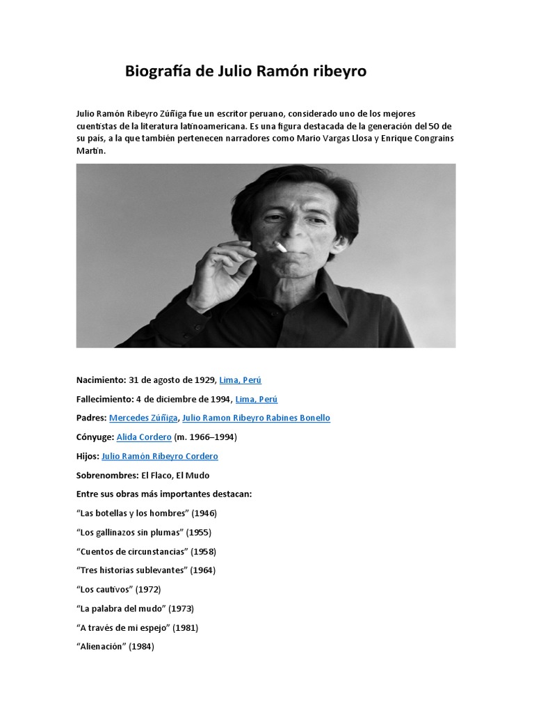 Bibliografía De Julio Ramón Ribeyro