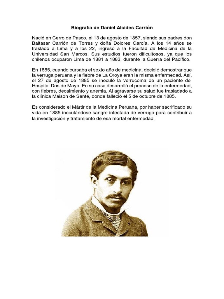 Biografia De Daniel Alcides Carrión Resumen Para Niños