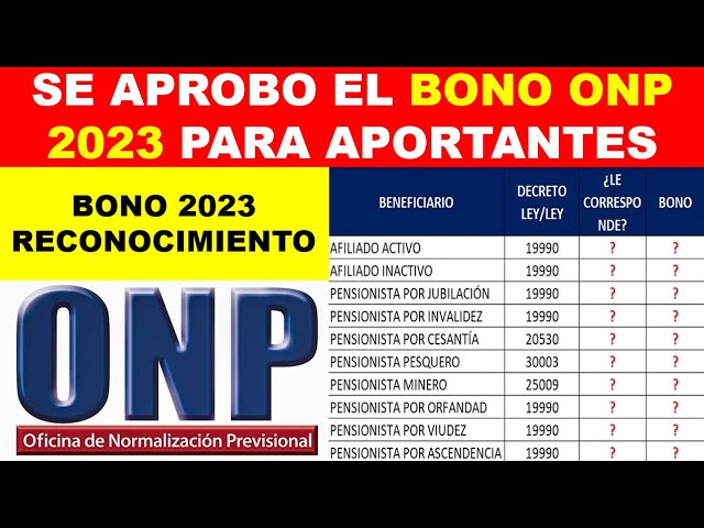 Bono De Reconocimiento Onp 2023