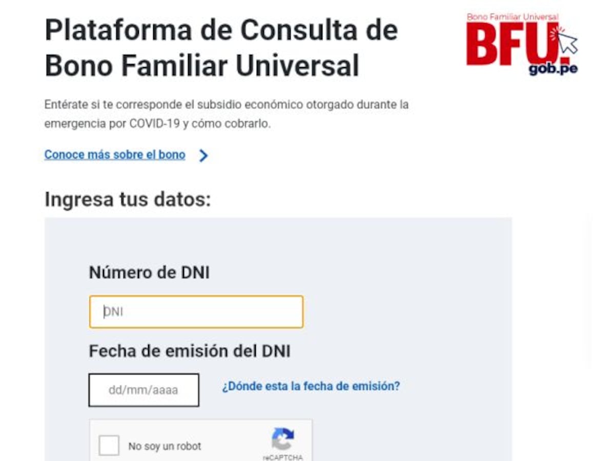 Bono Familiar Universal 2025 Link Consulta Dni