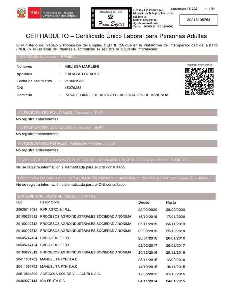 Certiadulto Certificado Único Laboral