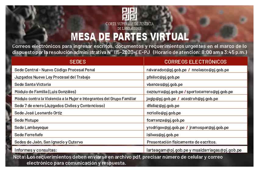 Corte Superior De Justicia De Cajamarca Mesa De Partes