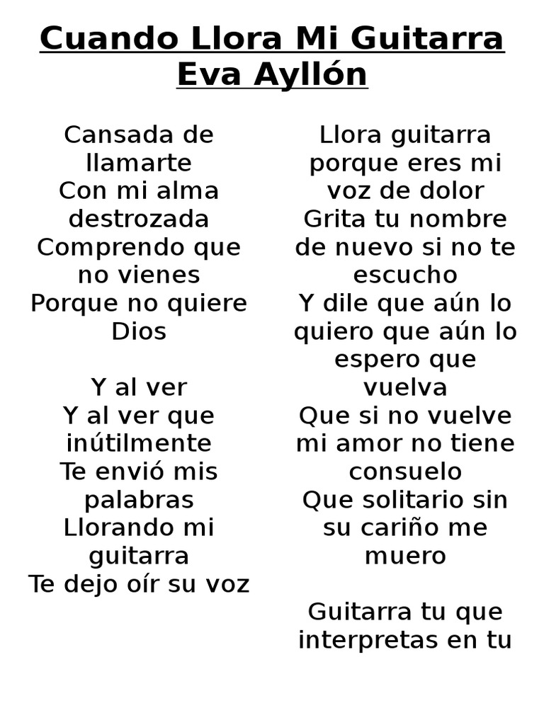 Cuando Llora Mi Guitarra Letra