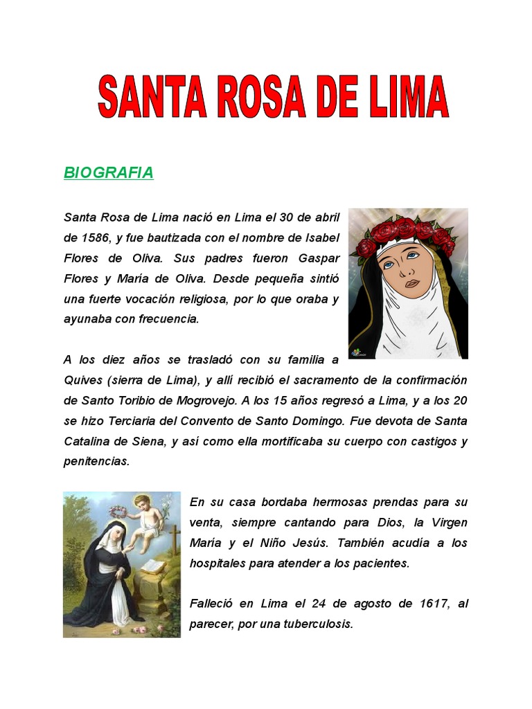 Cuándo Nació Santa Rosa De Lima