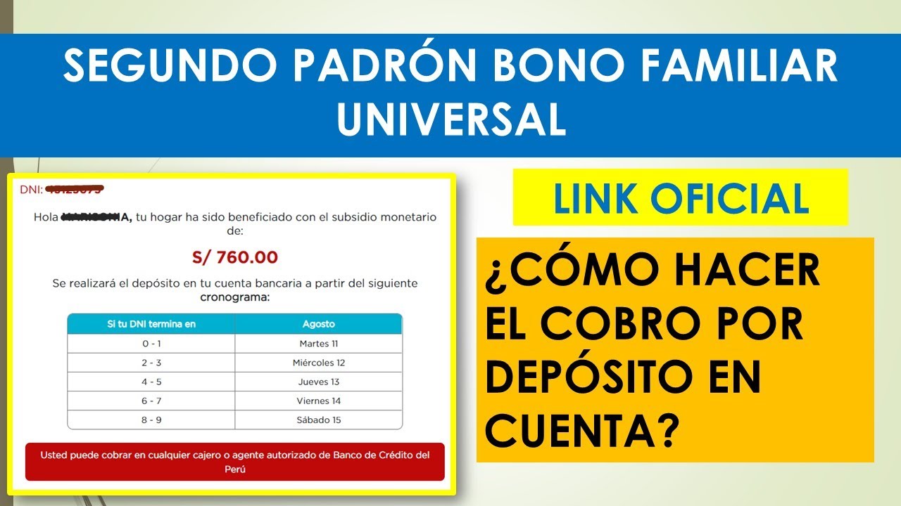 Cuando Se Cobra El Bono Familiar Universal