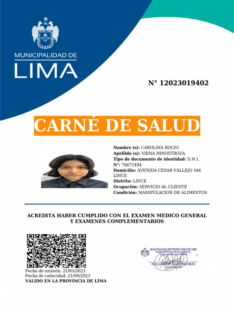 Descargar Carnet De Sanidad