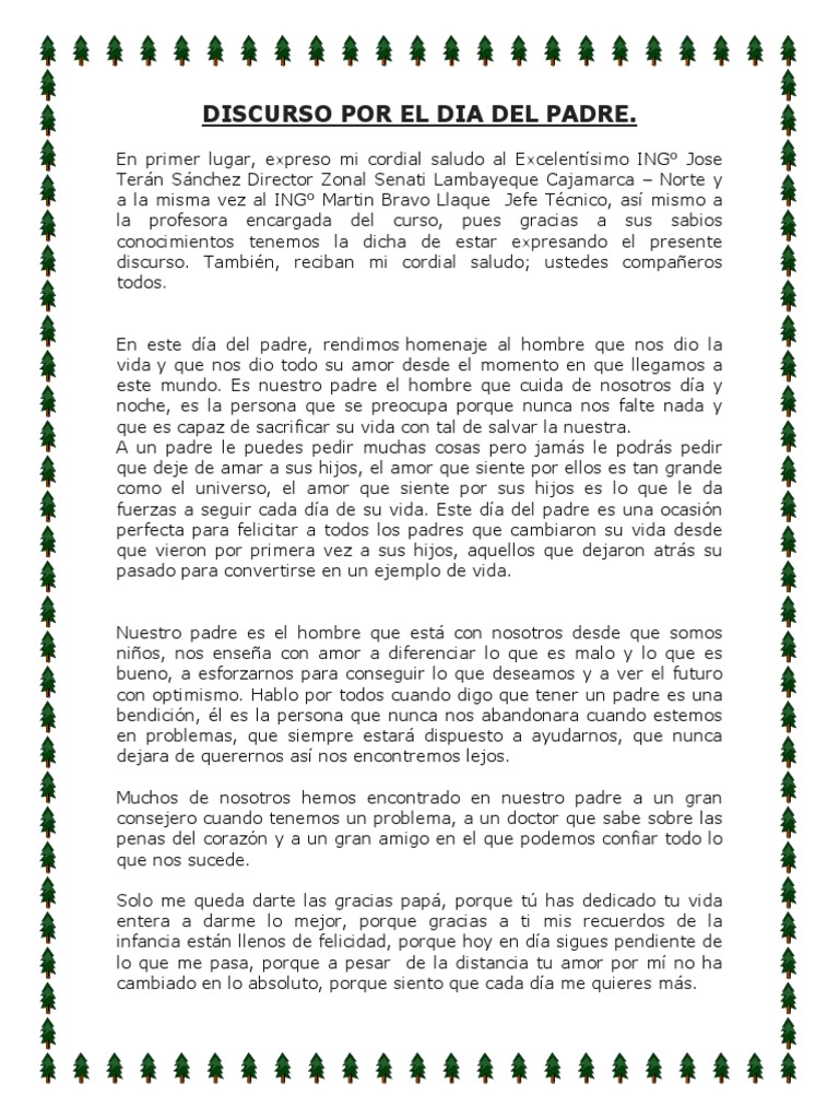Discurso Por El Dia Del Padre