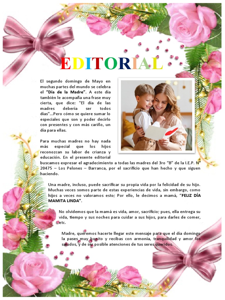 Editorial Del Dia De La Madre