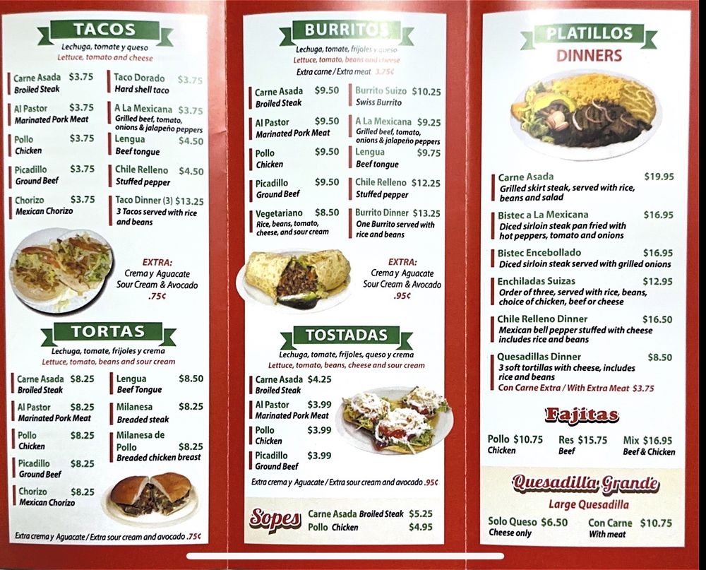El Burrito Mexicano Menu