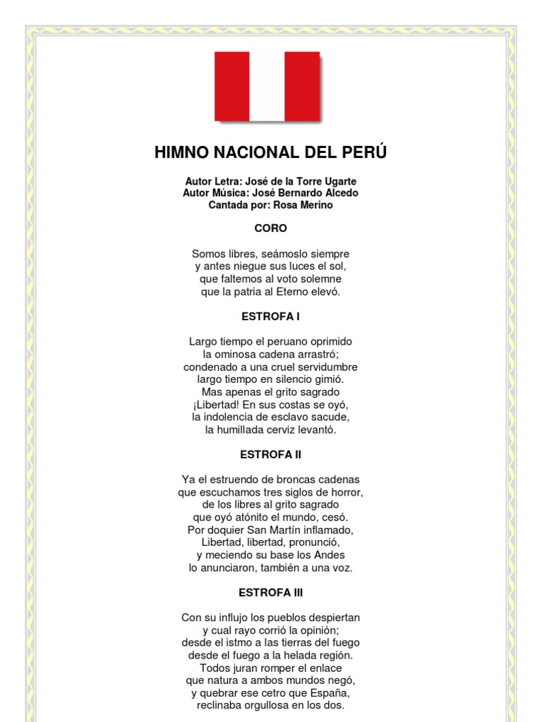 Himno Nacional Del Peru Letra