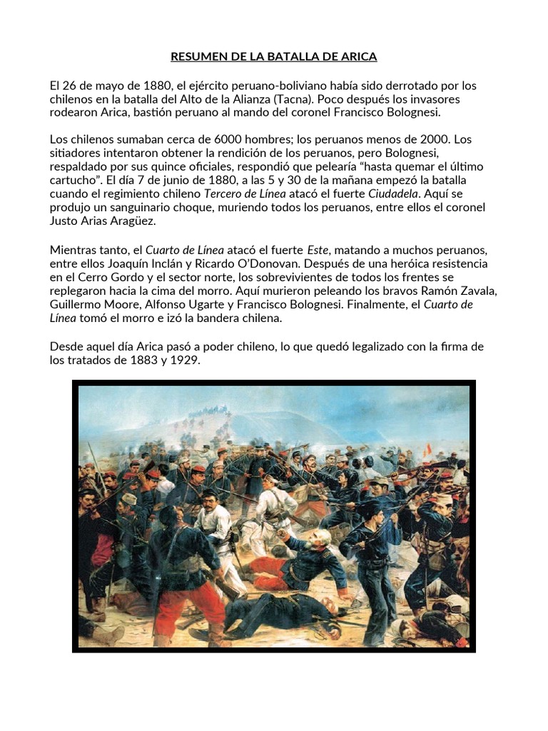 La Batalla De Arica Resumen
