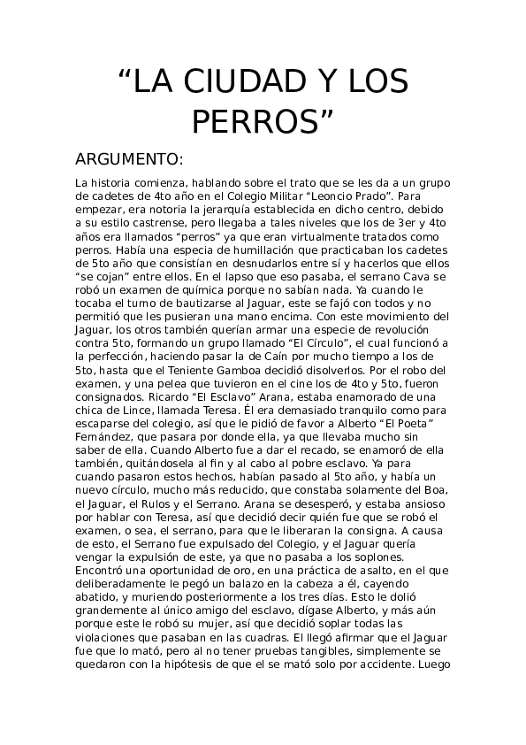 La Ciudad Y Los Perros Pdf