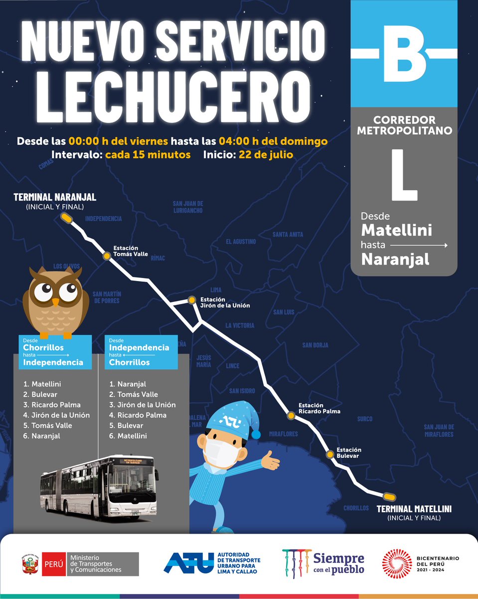 Lechucero Metropolitano Horario