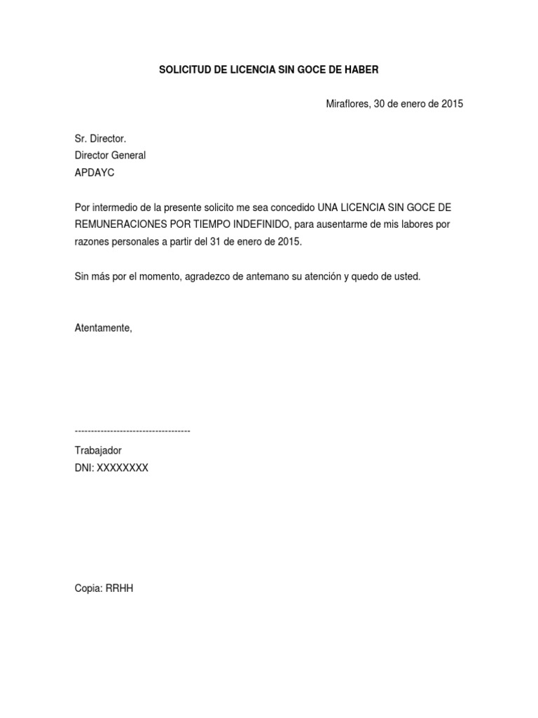 Licencia Sin Goce De Haber