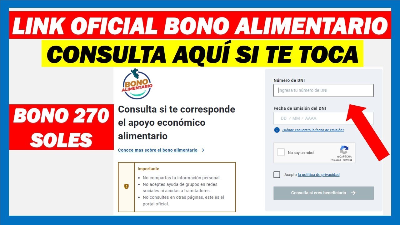 Link De Bono Alimentario 2022 Link Consulta Dni