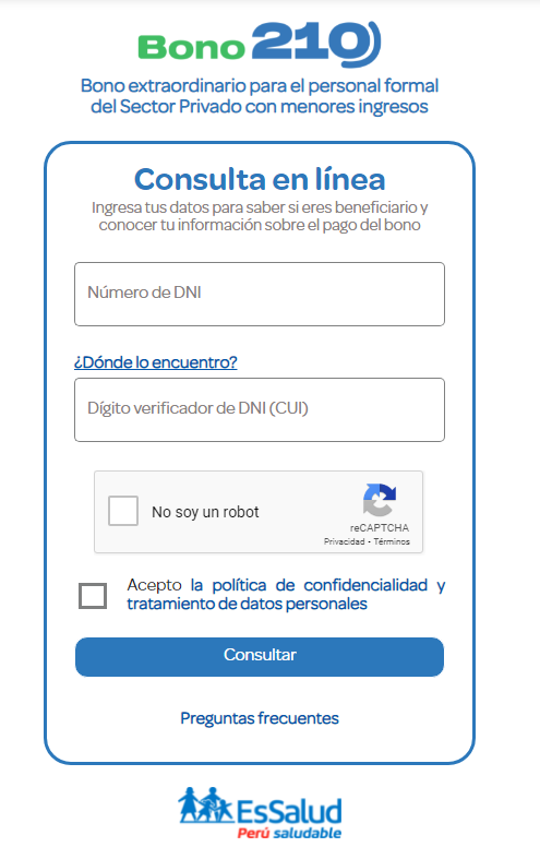 Link Para El Bono De 210 Soles