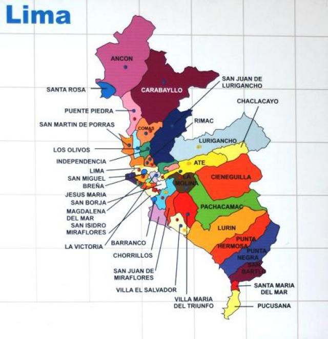 Mapa De Los 43 Distritos De Lima