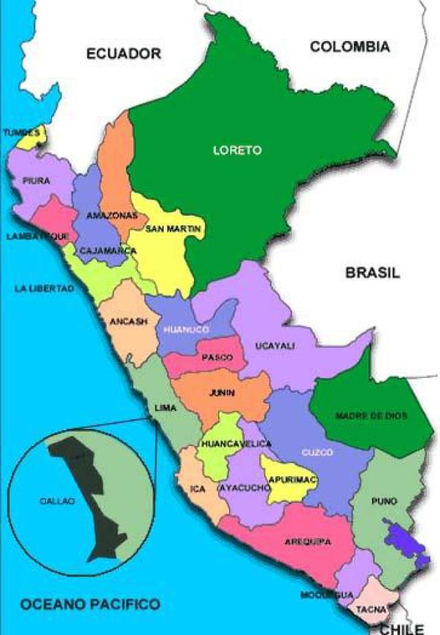 Mapa De Perú Con Departamentos