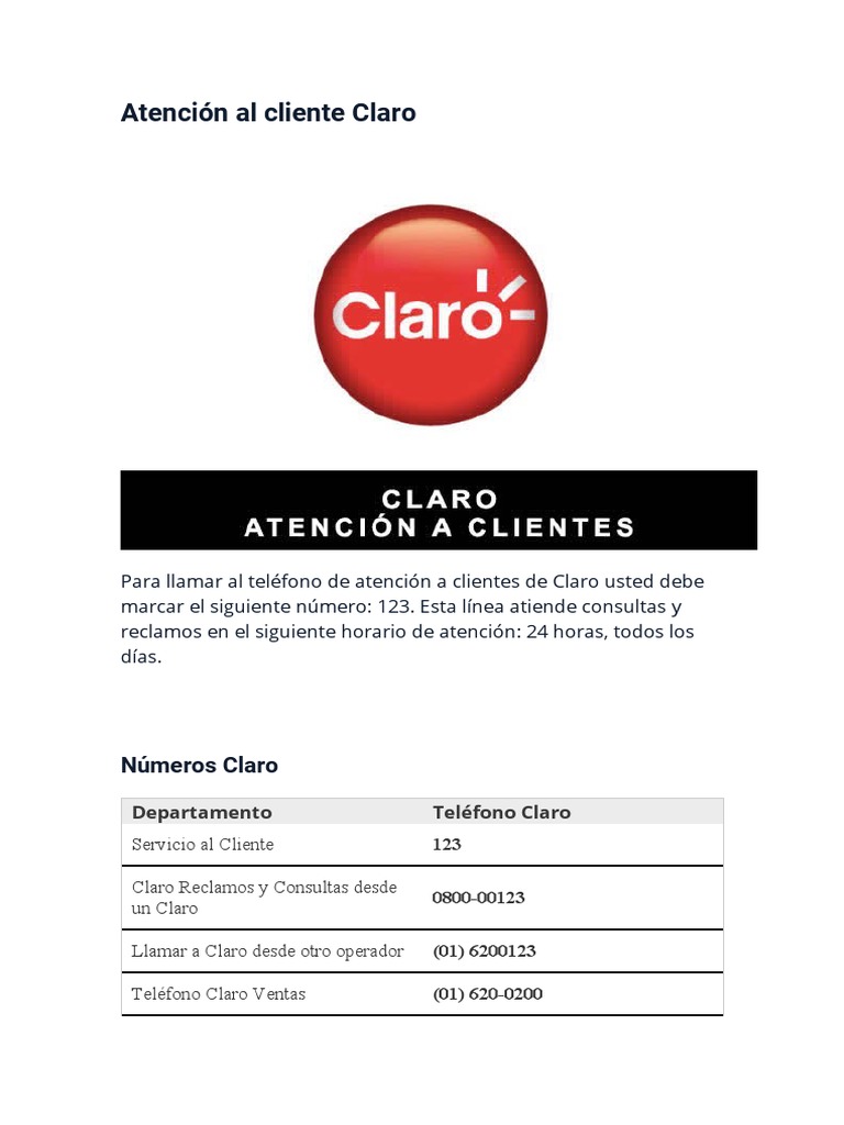 Número De Claro Atención Al Cliente