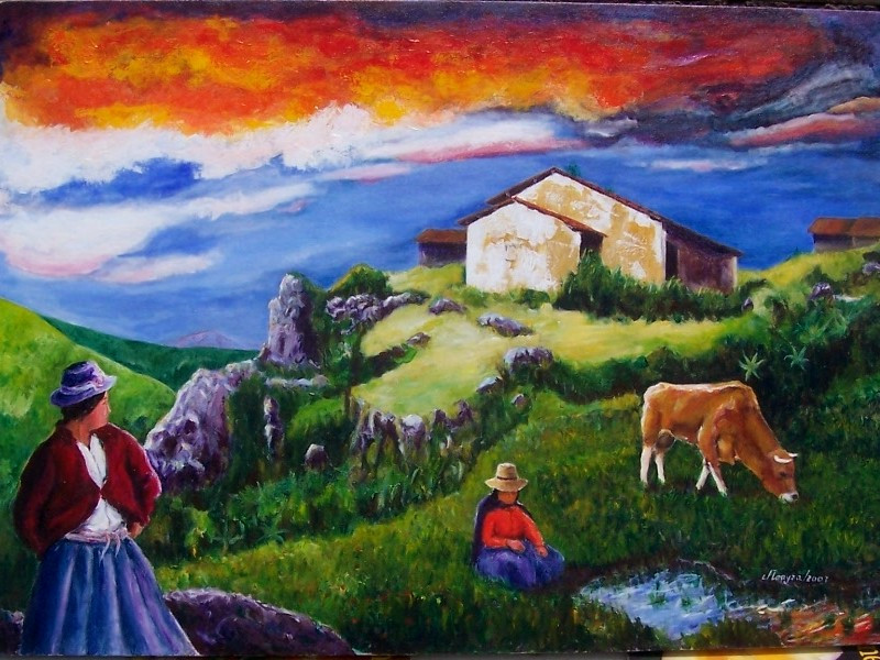 Paisaje De La Sierra Peruana Dibujo