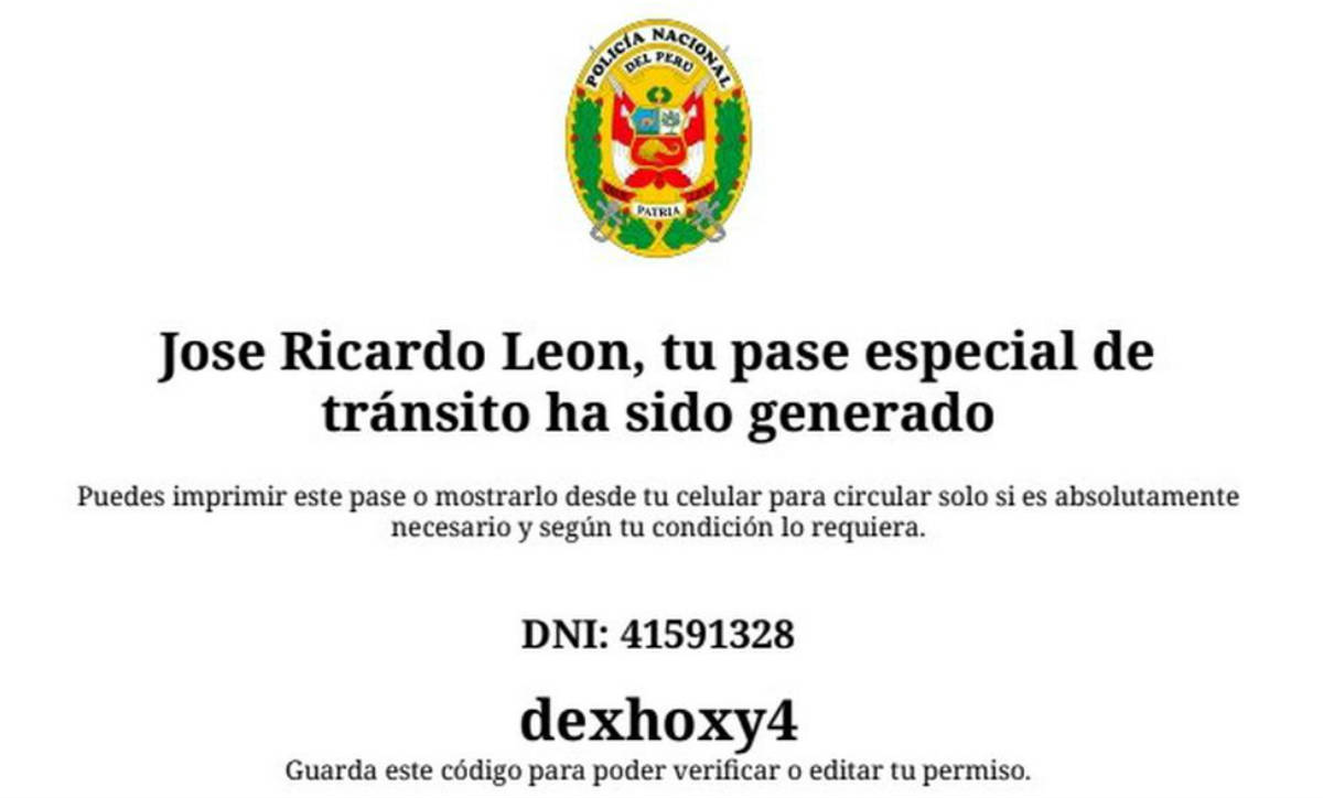 Pase Especial De Transito Personal