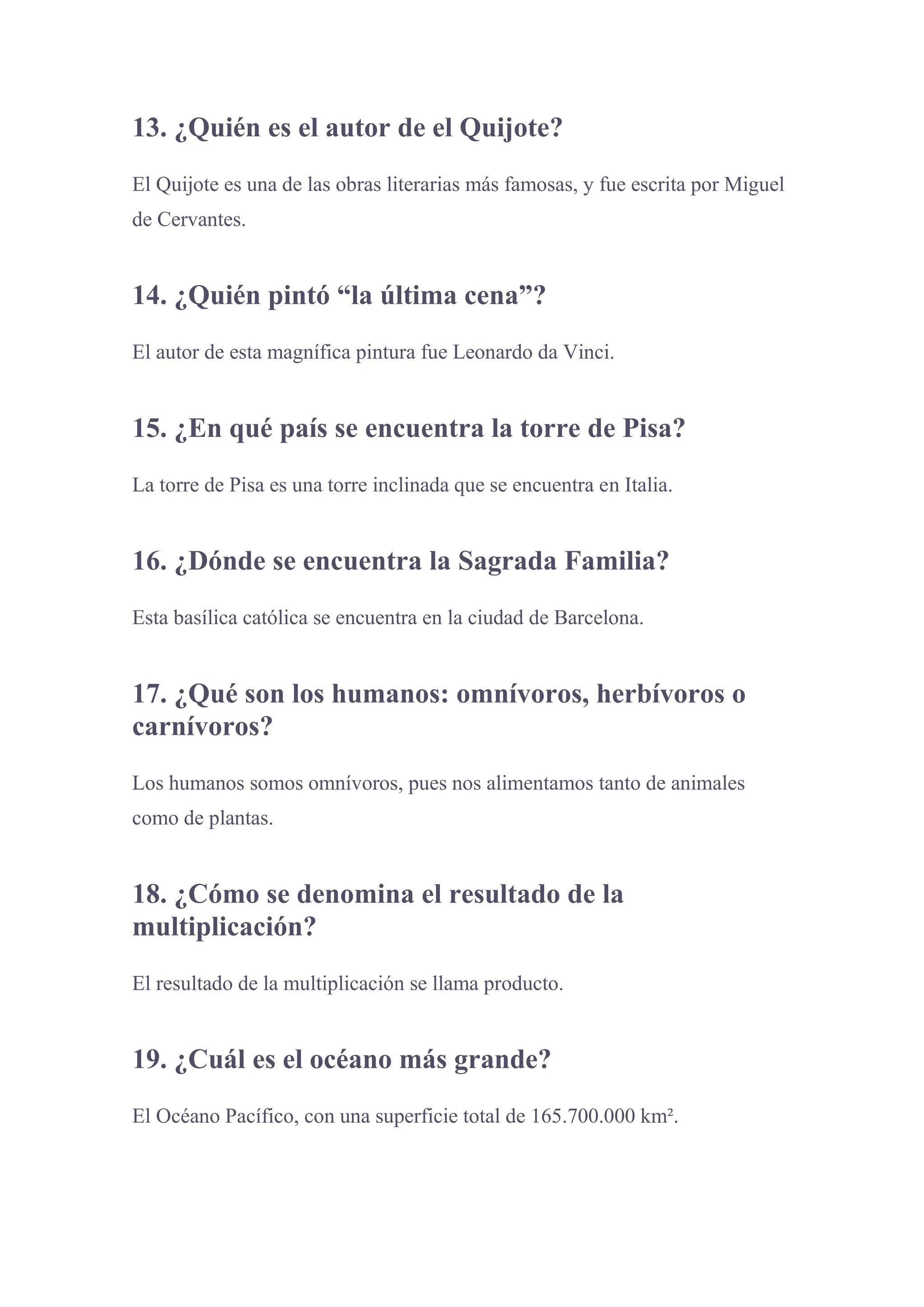 Preguntas De Cultura General Y Sus Respuestas