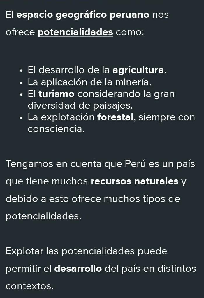 Que Potencialidades Nos Ofrece El Espacio Geográfico Peruano
