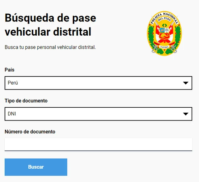 Renovar Pase Vehicular Distrital 2021