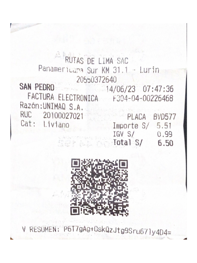 Rutas De Lima Factura Electronica