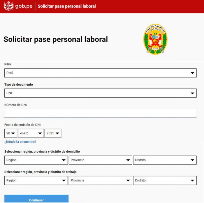 Solicitar Pase Laboral Febrero 2021