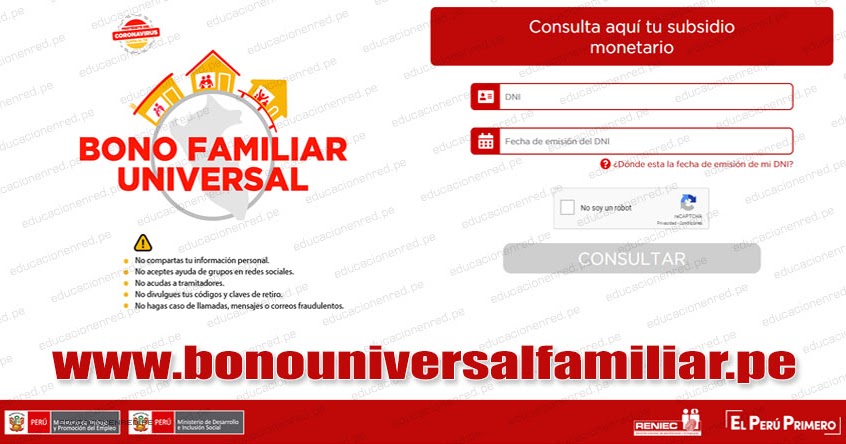 Www Bono Universal Familiar Pe