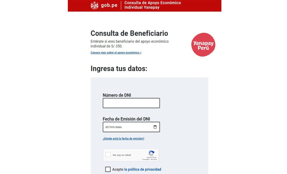 Www.yanapay.gob.pe - Link Oficial Bono S/ 350