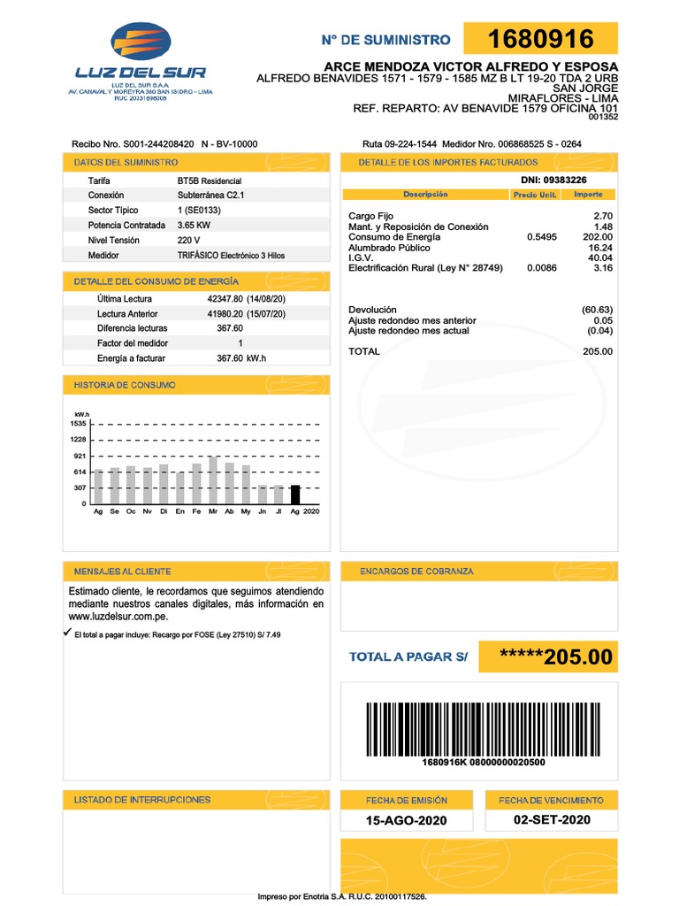 Descargar Recibo De Luz Del Sur