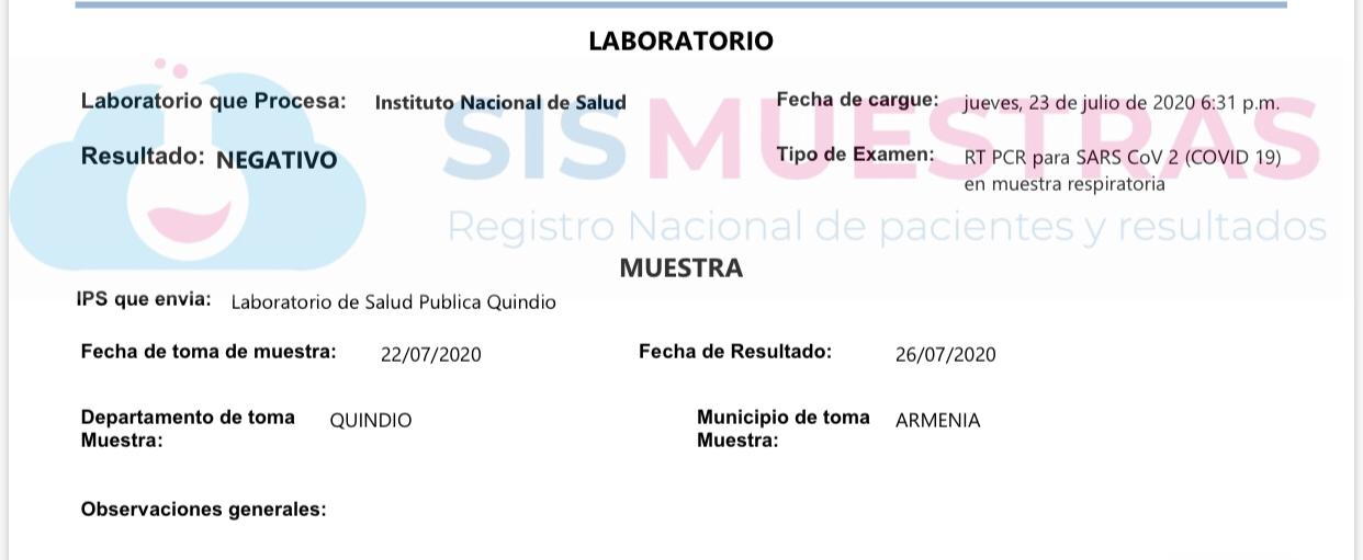 Instituto Nacional De Salud Resultados Covid
