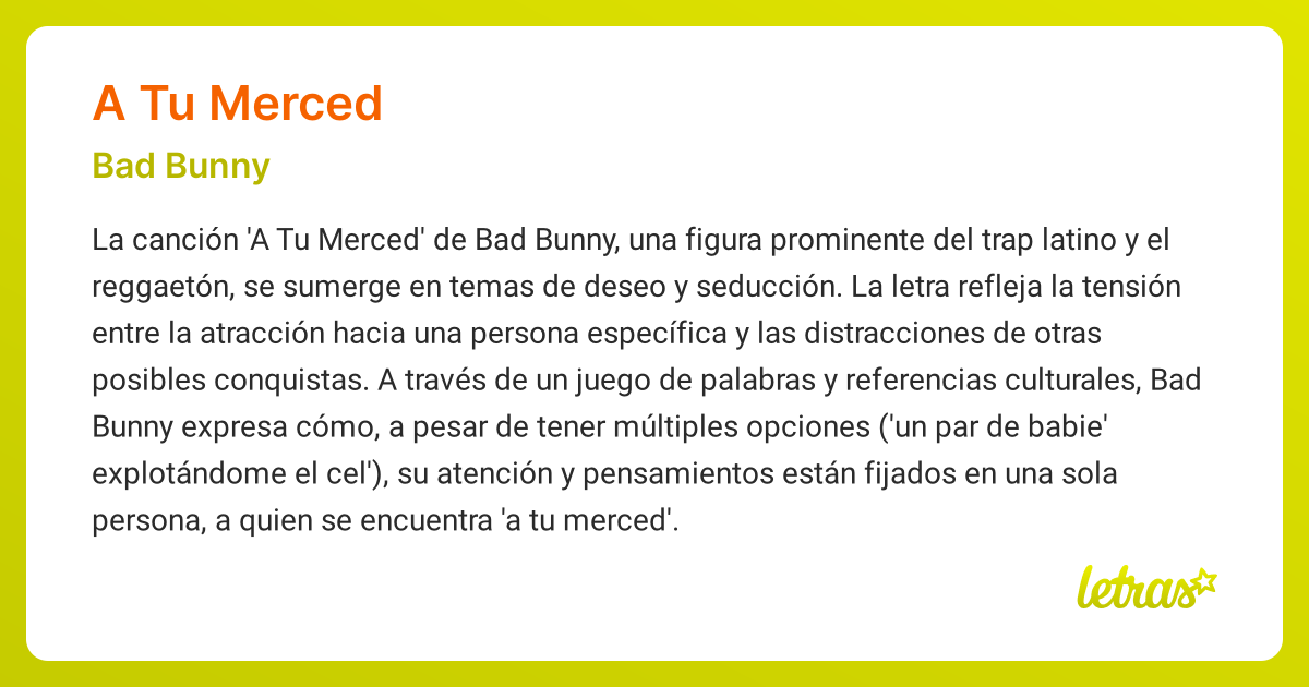 A Tu Merced Significado Bad Bunny