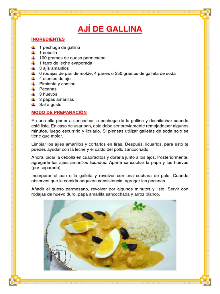 Ají De Gallina Receta Y Origen Pdf