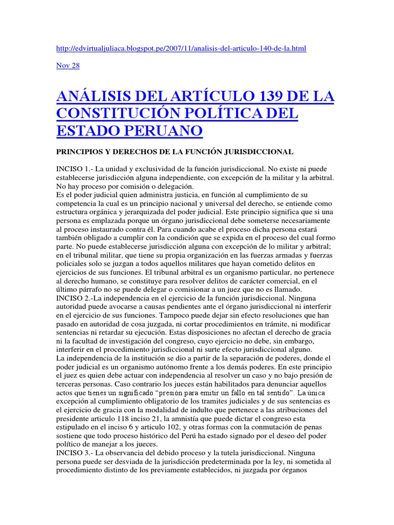 Artículo 139 De La Constitución Politica Del Perú Inciso 5