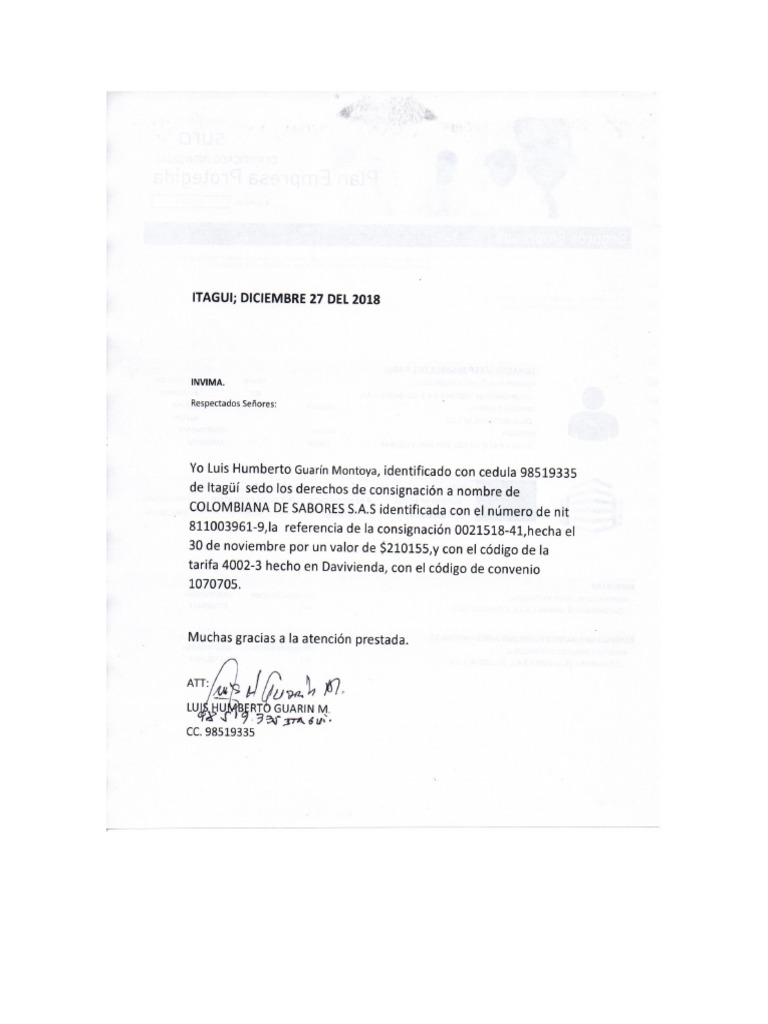 Carta Notariada Para Ceder Derechos